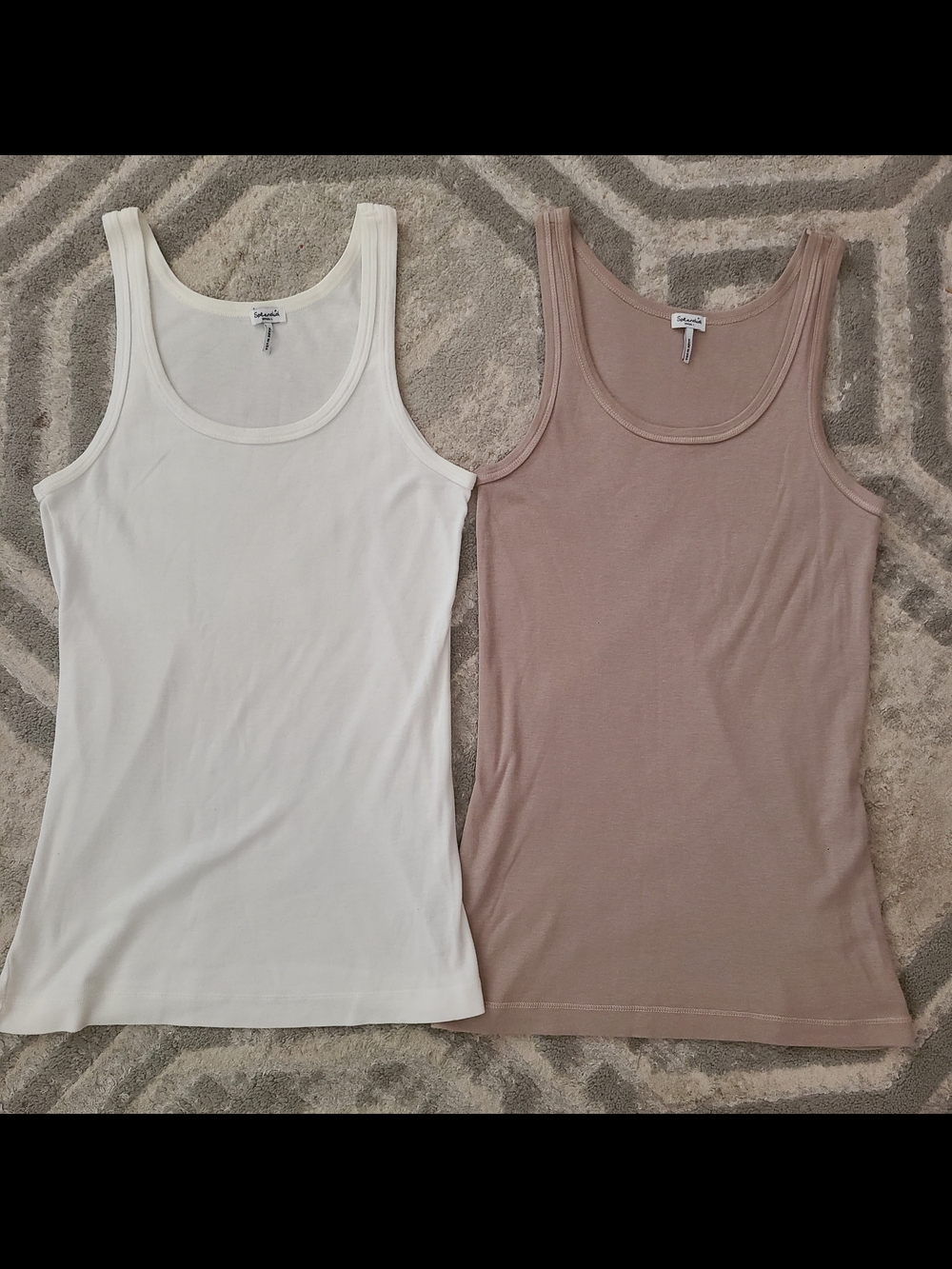 Splendid Ribbed Tank Tops - White & Taupe 2 Pack Size Small